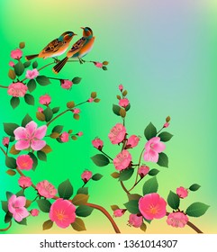 Spring. All wakes up, flowers sakura blossom .