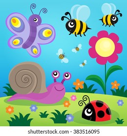 Spring animals and insect theme image 1 - eps10 vector illustration.
