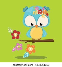 spring animals owl design vector illustration