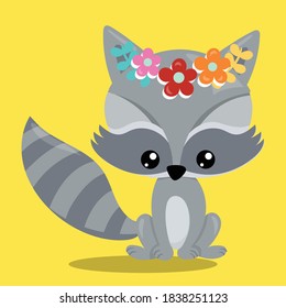 spring animals racoon design vector illustration