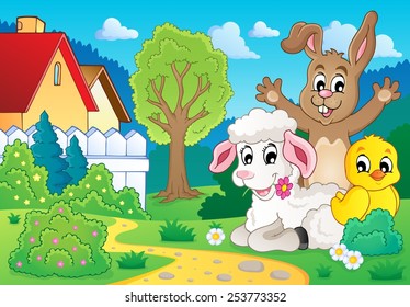 Spring animals theme image 2 - eps10 vector illustration.