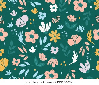 Spring art print with botanical elements. Happy Easter. Garden flower, plants ,botanical ,seamless pattern vector design for fashion, fabric, wallpaper and all prints. Cute pattern in small flower. 