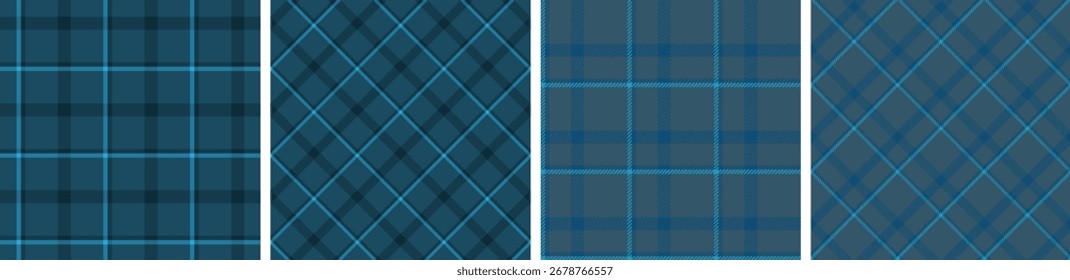 Spring and autumn seamless plaid pattern set. tartan checkered fabric fashion texture background.