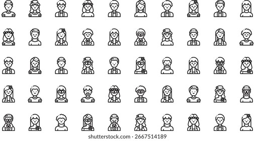 Iconos de avatares de primavera Colección de iconos vectoriales de alta calidad con trazo editable. Ideal para Profesional y proyectos creativos