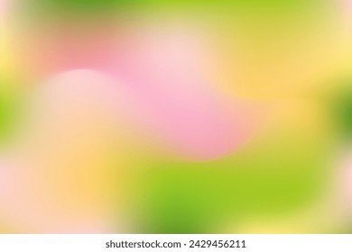 Fondo de la primavera abstracto verde borroso, amarillo, colores rosas. Gradiente de malla de dibujo vectorial con espacio de copia. Ambiente para diseño, decoración, web, redes sociales, presentaciones