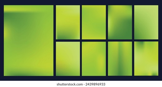 Spring Background for Advertising, Web, Social Media, Poster, Banner, Cover. Set Gradient 3d Liquid Patterns. Abstract Paint Green Colors. Vector Illustration