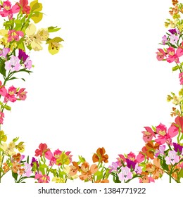 Spring Background Alstroemeria Flowers Botanical Texture Stock Vector ...