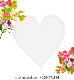 Spring background .Alstroemeria flowers. Botanical texture. Floral background. Flower card. Invitation frame. Colorful summer texture. Spring illustration. Summer flower vector illustration