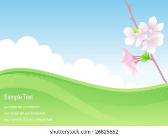 Spring background with apple flowers. Vector illustration.