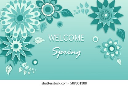 Spring  background banner with beautiful colorful flowers. 