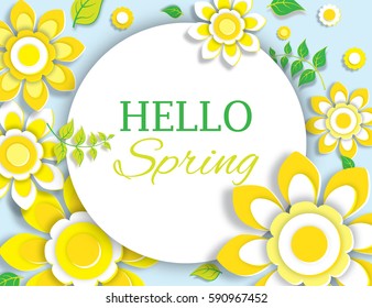 Spring background banner with beautiful colorful flowers.