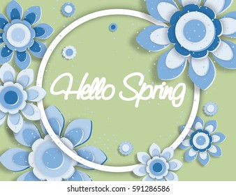 Spring background banner with beautiful colorful flowers. 