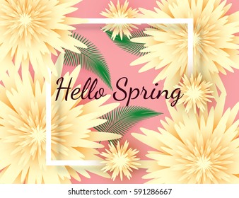 Spring background banner with beautiful colorful flowers. 