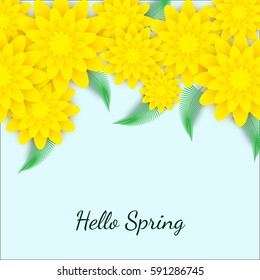 Spring background banner with beautiful colorful flowers. 