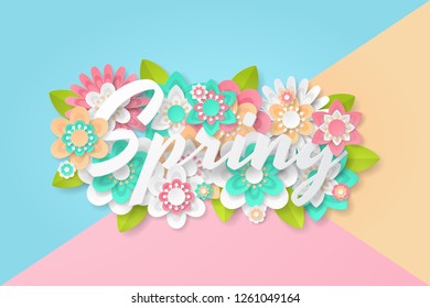 Spring background with beautiful colorful flower. Can be used for template, banners, wallpaper, flyers, invitation, posters, brochure, voucher discount. Vector illustration Spring background with beautiful colorful flower. Can be used for template, banners, wallpaper, flyers, invitation, posters, brochure, voucher discount. Vector illustration