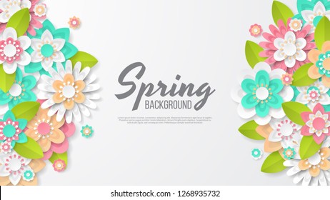 Spring background with beautiful colorful flower. Can be used for template, banners, wallpaper, flyers, invitation, posters, brochure, voucher discount. Vector illustration