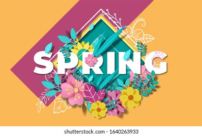 Spring background with beautiful colorful flower. Can be used for template, banners, wallpaper, flyers, invitation, posters, brochure, voucher discount. Vector illustration