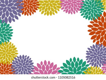 Spring background with beautiful colourful flower. Trendy design templates vintage with frame and space for text. Vector illustration.