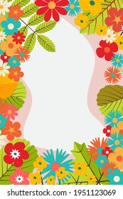 Spring background, Beautiful forest scene with flowers and woods , place for your text