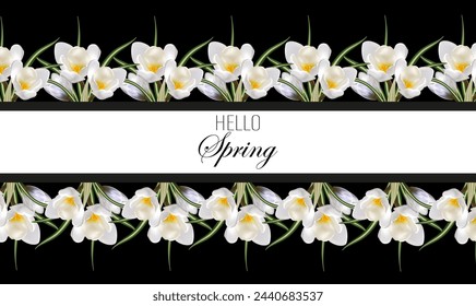 Fondo de primavera de cruces florecientes sobre un fondo oscuro, elemento de diseño