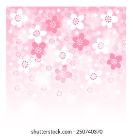 Spring background with blooming japanese cherry tree, vector illustration 