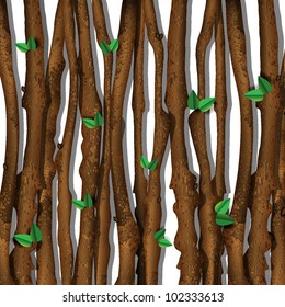 Spring background of branches and leaves. Creative vector