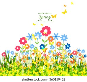 Spring Background with butterflies colorful