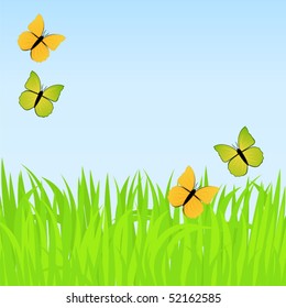 Spring background with butterflies. Vector abstract illustration