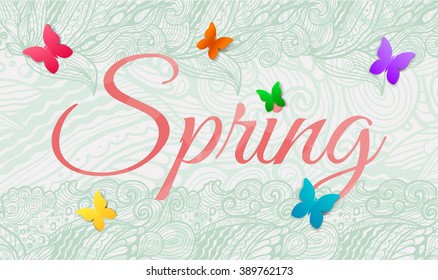 Spring background with butterfly