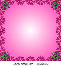 Spring background of color flowers and mesh. Floral pattern. Vector illustration. Design 