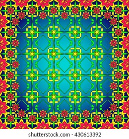 Spring background of color flowers and mesh. Floral pattern. Vector illustration. Design 