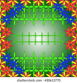 Spring background of color flowers and mesh. Floral pattern. Flower vector pattern. Vector illustration pattern. Design pattern. Spring pattern. Pattern for presentation. Pattern for postcard.