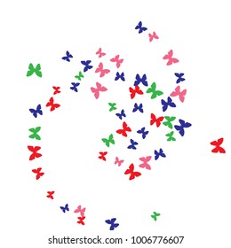 Spring Background with Colorful Butterflies. Simple Feminine Pattern for Card, Invitation, Print. Trendy Decoration with Beautiful Butterfly Silhouettes. Vector Background with Moth
