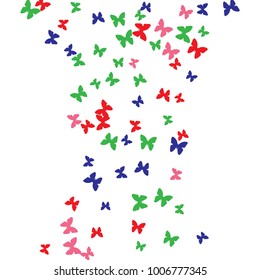Spring Background with Colorful Butterflies. Simple Feminine Pattern for Card, Invitation, Print. Trendy Decoration with Beautiful Butterfly Silhouettes. Vector Background with Moth
