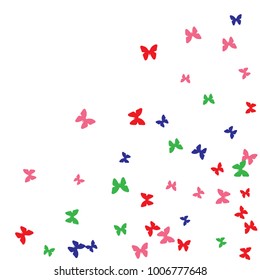 Spring Background with Colorful Butterflies. Simple Feminine Pattern for Card, Invitation, Print. Trendy Decoration with Beautiful Butterfly Silhouettes. Vector Background with Moth
