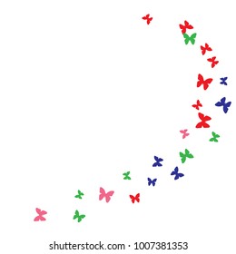 Spring Background with Colorful Butterflies. Simple Feminine Pattern for Card, Invitation, Print. Trendy Decoration with Beautiful Butterfly Silhouettes. Vector Background with Moth
