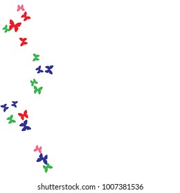 Spring Background with Colorful Butterflies. Simple Feminine Pattern for Card, Invitation, Print. Trendy Decoration with Beautiful Butterfly Silhouettes. Vector Background with Moth
