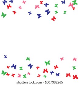 Spring Background with Colorful Butterflies. Simple Feminine Pattern for Card, Invitation, Print. Trendy Decoration with Beautiful Butterfly Silhouettes. Vector Background with Moth
