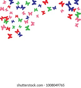 Spring Background with Colorful Butterflies. Simple Feminine Pattern for Card, Invitation, Print. Trendy Decoration with Beautiful Butterfly Silhouettes. Vector Background with Moth
