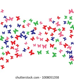 Spring Background with Colorful Butterflies. Simple Feminine Pattern for Card, Invitation, Print. Trendy Decoration with Beautiful Butterfly Silhouettes. Vector Background with Moth
