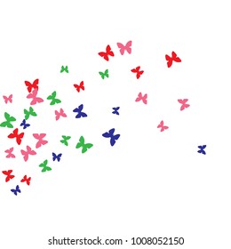 Spring Background with Colorful Butterflies. Simple Feminine Pattern for Card, Invitation, Print. Trendy Decoration with Beautiful Butterfly Silhouettes. Vector Background with Moth
