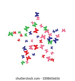 Spring Background with Colorful Butterflies. Simple Feminine Pattern for Card, Invitation, Print. Trendy Decoration with Beautiful Butterfly Silhouettes. Vector Background with Moth
