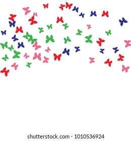 Spring Background with Colorful Butterflies. Simple Feminine Pattern for Card, Invitation, Print. Trendy Decoration with Beautiful Butterfly Silhouettes. Vector Background with Moth
