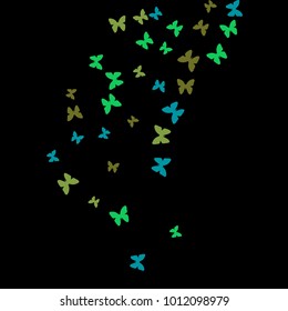 Spring Background with Colorful Butterflies. Simple Feminine Pattern for Card, Invitation, Print. Trendy Decoration with Beautiful Butterfly Silhouettes. Vector Background with Moth