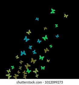 Spring Background with Colorful Butterflies. Simple Feminine Pattern for Card, Invitation, Print. Trendy Decoration with Beautiful Butterfly Silhouettes. Vector Background with Moth