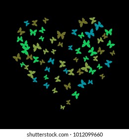 Spring Background with Colorful Butterflies. Simple Feminine Pattern for Card, Invitation, Print. Trendy Decoration with Beautiful Butterfly Silhouettes. Vector Background with Moth