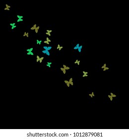 Spring Background with Colorful Butterflies. Simple Feminine Pattern for Card, Invitation, Print. Trendy Decoration with Beautiful Butterfly Silhouettes. Vector Background with Moth