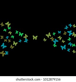 Spring Background with Colorful Butterflies. Simple Feminine Pattern for Card, Invitation, Print. Trendy Decoration with Beautiful Butterfly Silhouettes. Vector Background with Moth