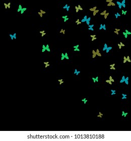 Spring Background with Colorful Butterflies. Simple Feminine Pattern for Card, Invitation, Print. Trendy Decoration with Beautiful Butterfly Silhouettes. Vector Background with Moth