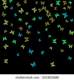 Spring Background with Colorful Butterflies. Simple Feminine Pattern for Card, Invitation, Print. Trendy Decoration with Beautiful Butterfly Silhouettes. Vector Background with Moth